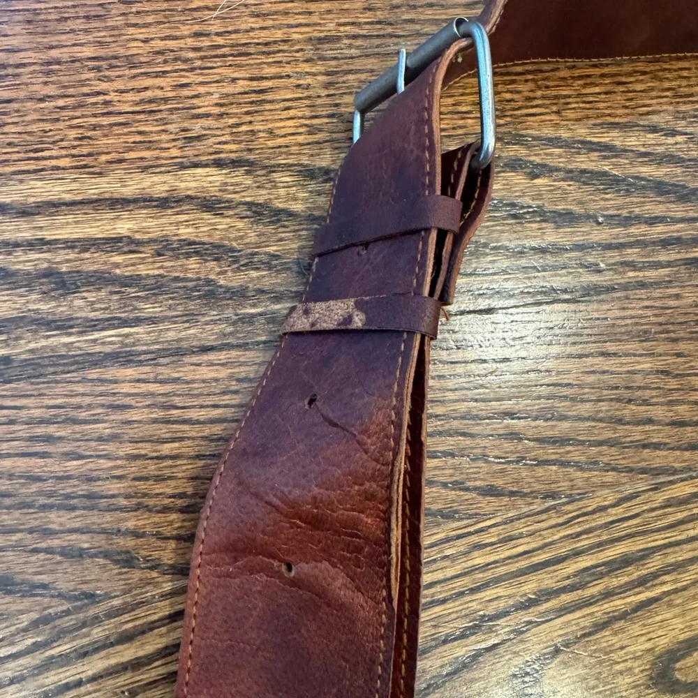 Brown leather messenger bag